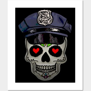 Love Skull Police Officer Posters and Art